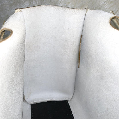 Salvatore Ferragamo Hand Bag Purse Gancini White Leather Authentic With pouch