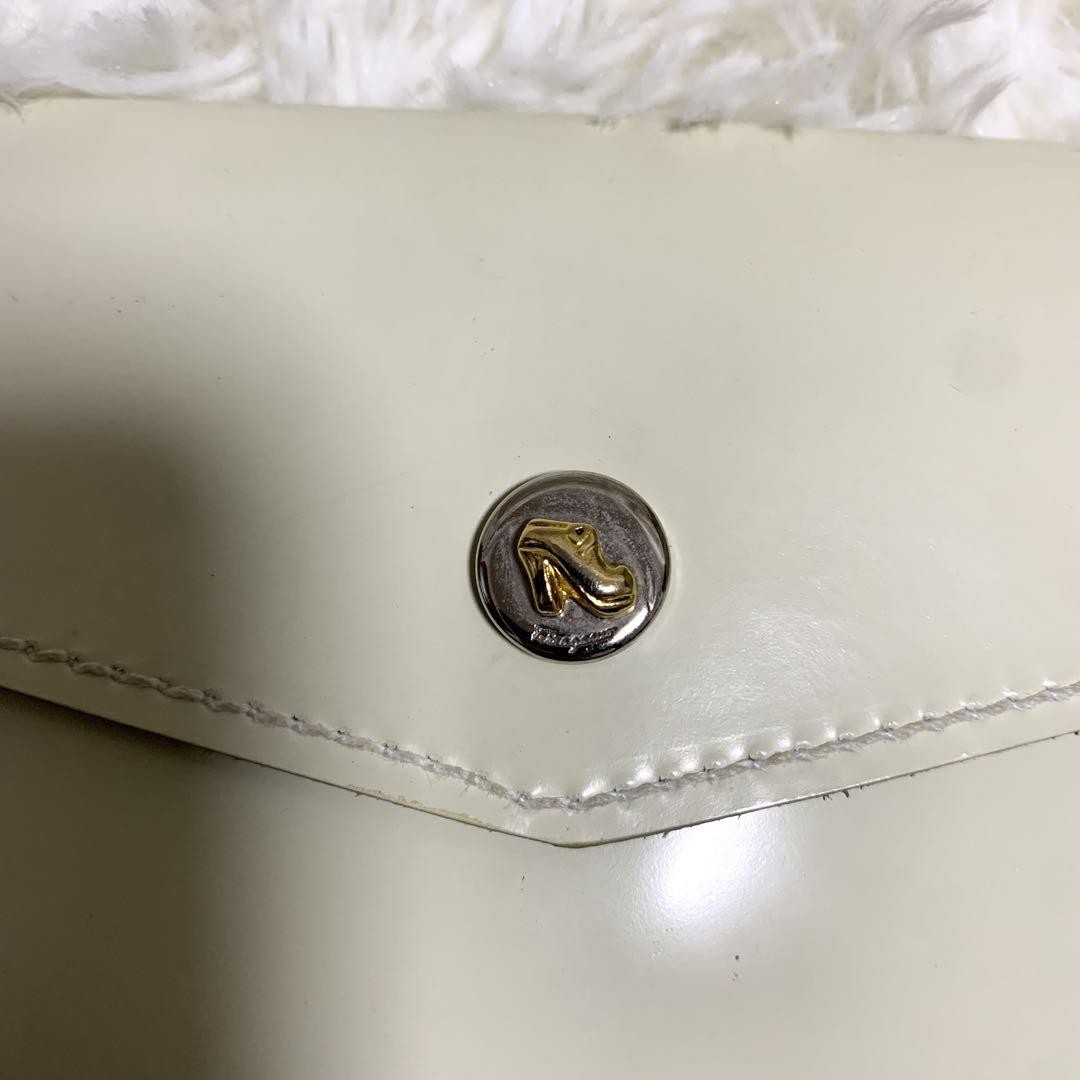 Salvatore Ferragamo Hand Bag Purse Gancini White Leather Authentic With pouch