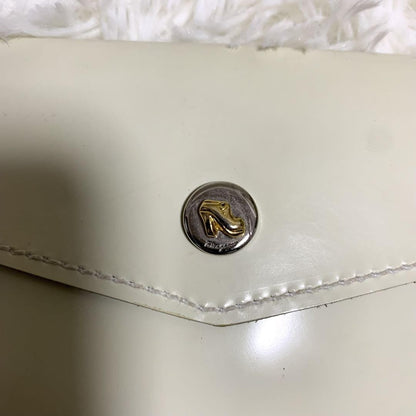 Salvatore Ferragamo Hand Bag Purse Gancini White Leather Authentic With pouch
