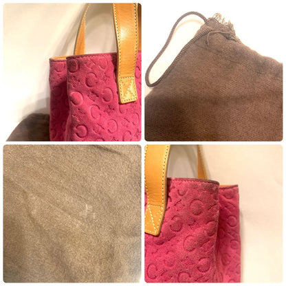 CELINE handbag Purse C Macadam Pink Suede Leather Women's Used Authentic