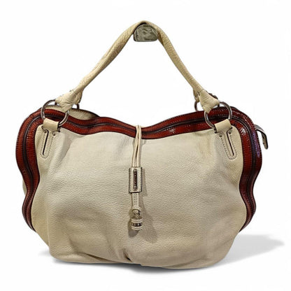 CELINE shoulder bag Purse White Leather Women's Used Authentic