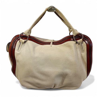 CELINE shoulder bag Purse White Leather Women's Used Authentic
