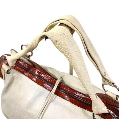 CELINE shoulder bag Purse White Leather Women's Used Authentic
