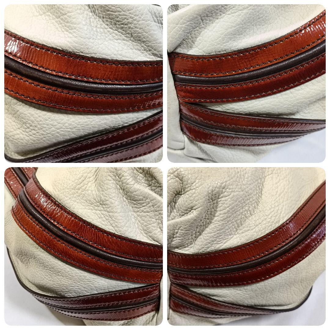 CELINE shoulder bag Purse White Leather Women's Used Authentic