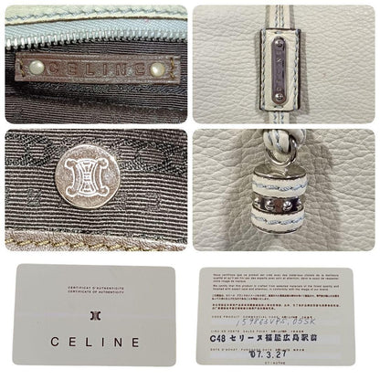 CELINE shoulder bag Purse White Leather Women's Used Authentic