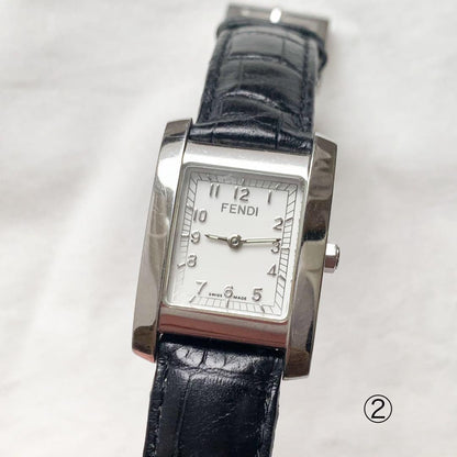 FENDI 7000L Quartz Watch Wristwatch Logo Silver White Women's Authentic