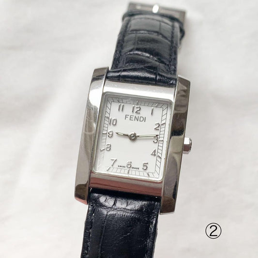 FENDI 7000L Quartz Watch Wristwatch Logo Silver White Women's Authentic