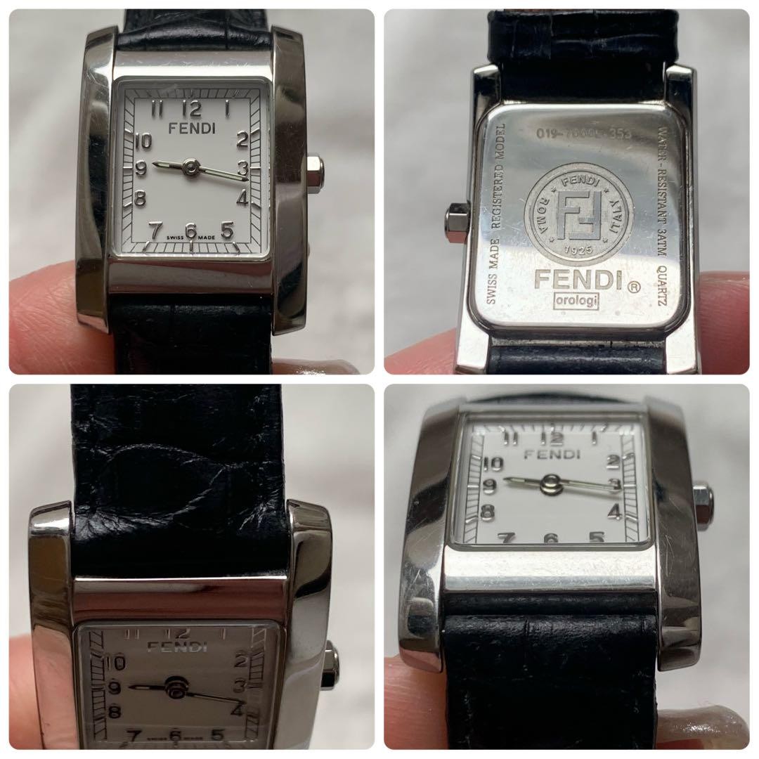 FENDI 7000L Quartz Watch Wristwatch Logo Silver White Women's Authentic