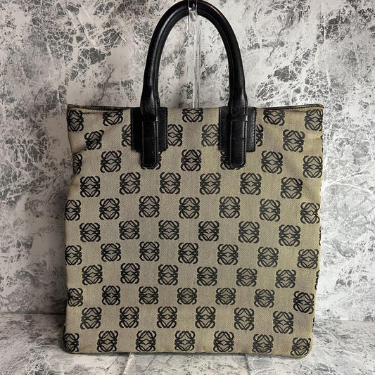 LOEWE Hand Bag Tote Purse Anagram Canvas Authentic