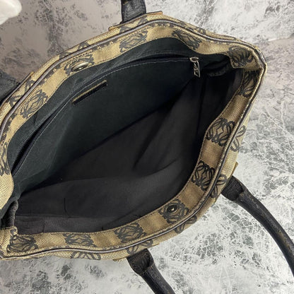 LOEWE Hand Bag Tote Purse Anagram Canvas Authentic