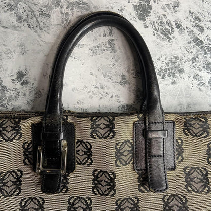 LOEWE Hand Bag Tote Purse Anagram Canvas Authentic