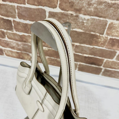 TOD'S Hand Bag Tote Purse Leather White Authentic