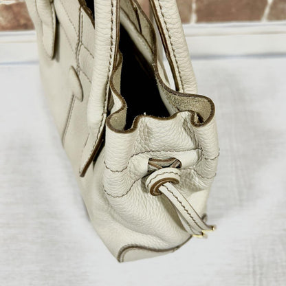 TOD'S Hand Bag Tote Purse Leather White Authentic