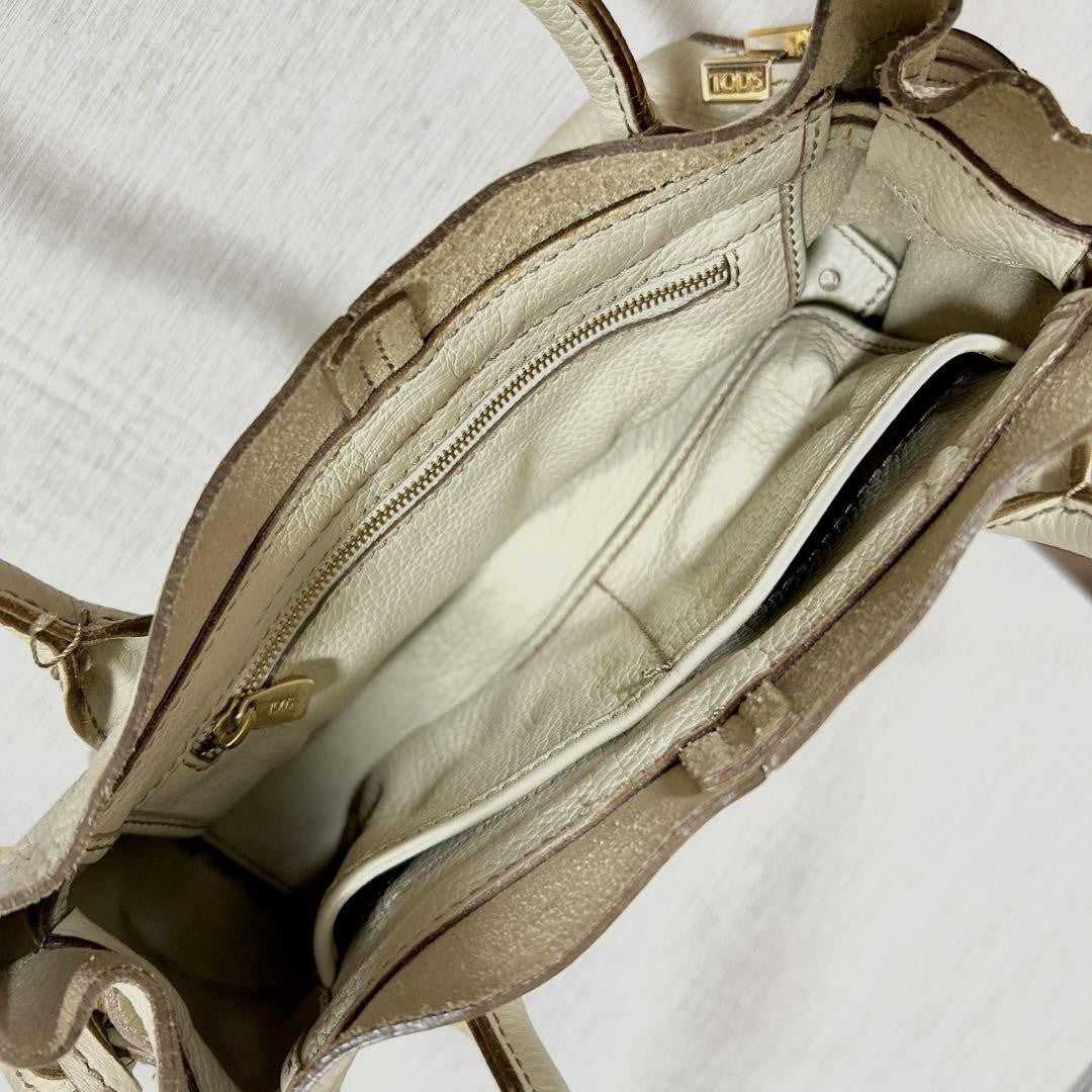TOD'S Hand Bag Tote Purse Leather White Authentic