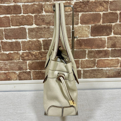 TOD'S Hand Bag Tote Purse Leather White Authentic