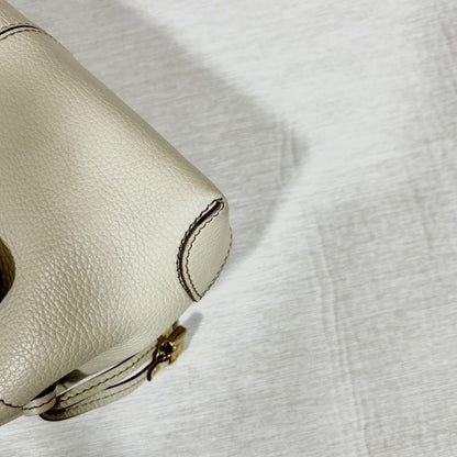TOD'S Hand Bag Tote Purse Leather White Authentic