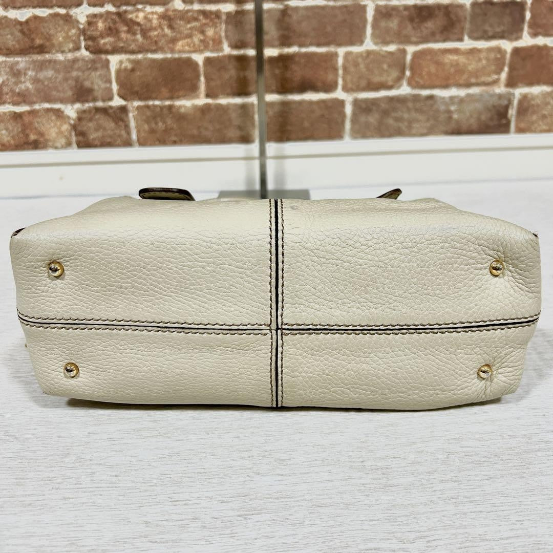 TOD'S Hand Bag Tote Purse Leather White Authentic