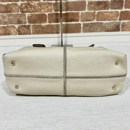 TOD'S Hand Bag Tote Purse Leather White Authentic