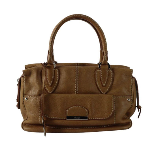 TOD'S Hand Bag Tote Purse Leather Light Brown Authentic