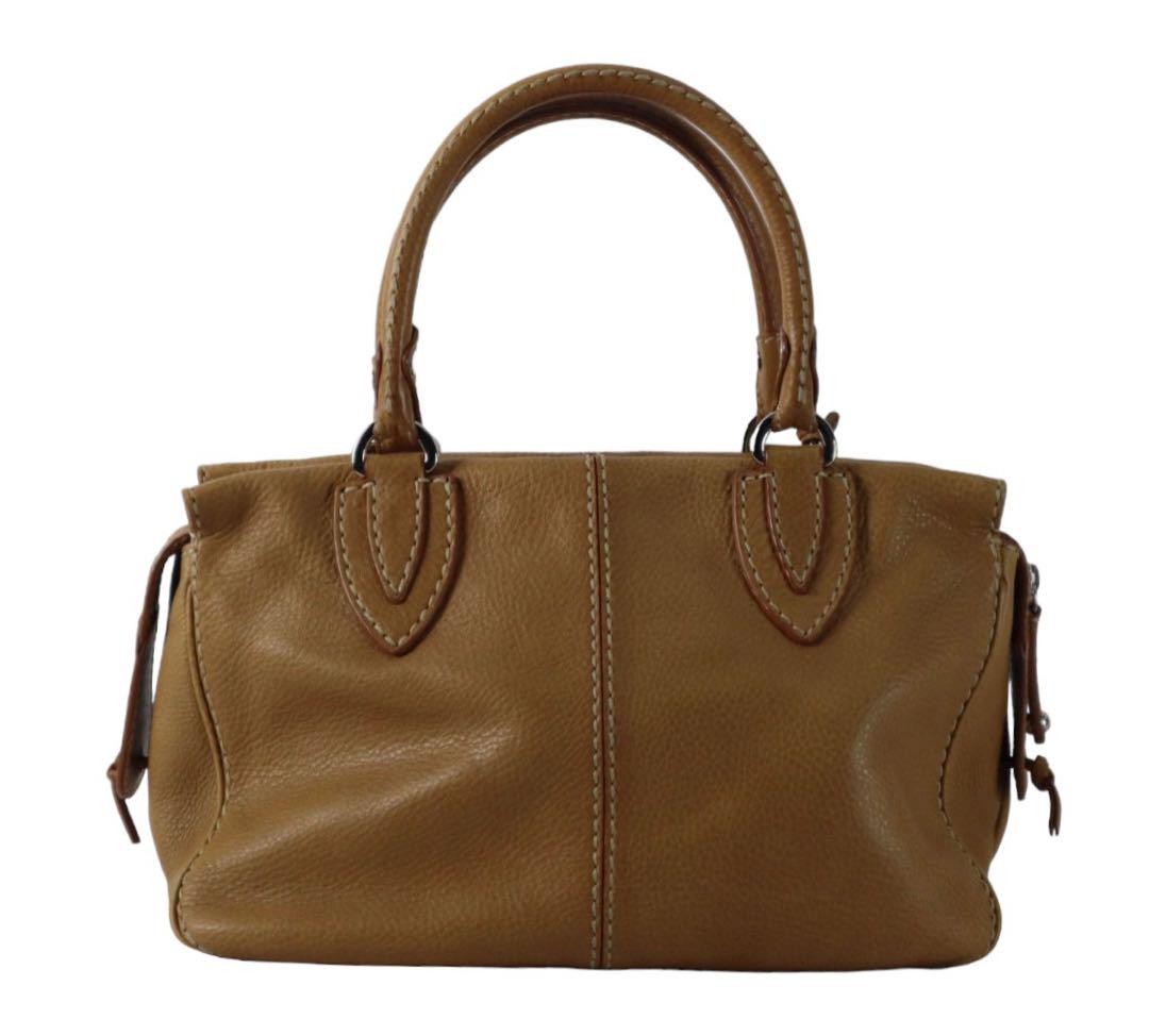 TOD'S Hand Bag Tote Purse Leather Light Brown Authentic