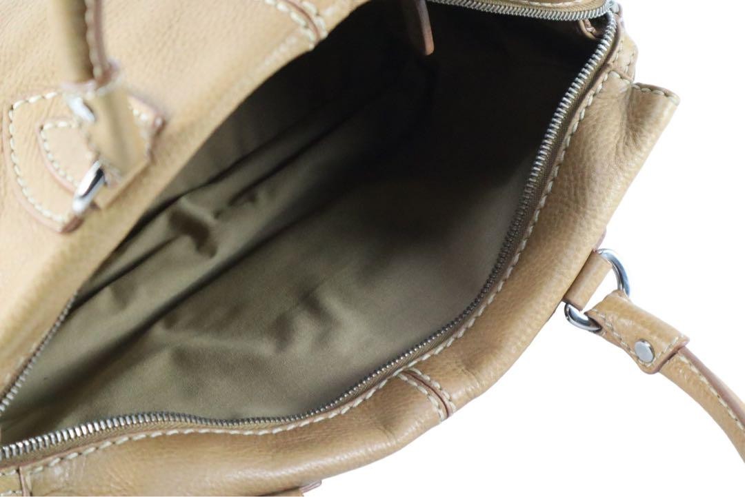 TOD'S Hand Bag Tote Purse Leather Light Brown Authentic