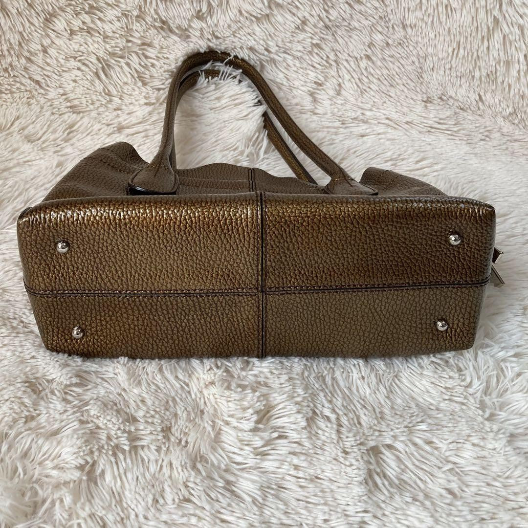 TOD'S Hand Bag Tote Purse Leather Gold Authentic