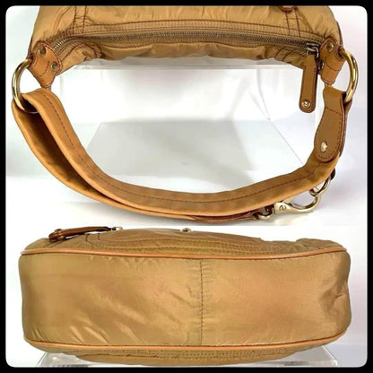 TOD'S Shoulder Bag Purse 2way Nylon Leather Camel Authentic