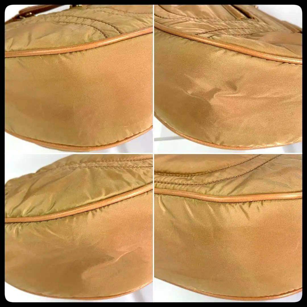 TOD'S Shoulder Bag Purse 2way Nylon Leather Camel Authentic
