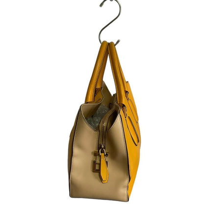 TOD'S Hand Bag Tote Purse D Cube Leather Camel Authentic
