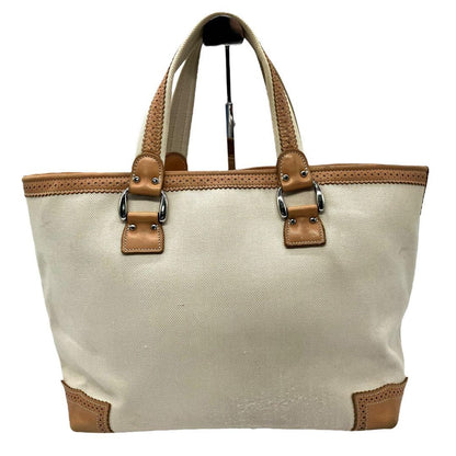 BURBERRY LONDON Hand Bag Tote Purse Canvas Leather Beige Authentic