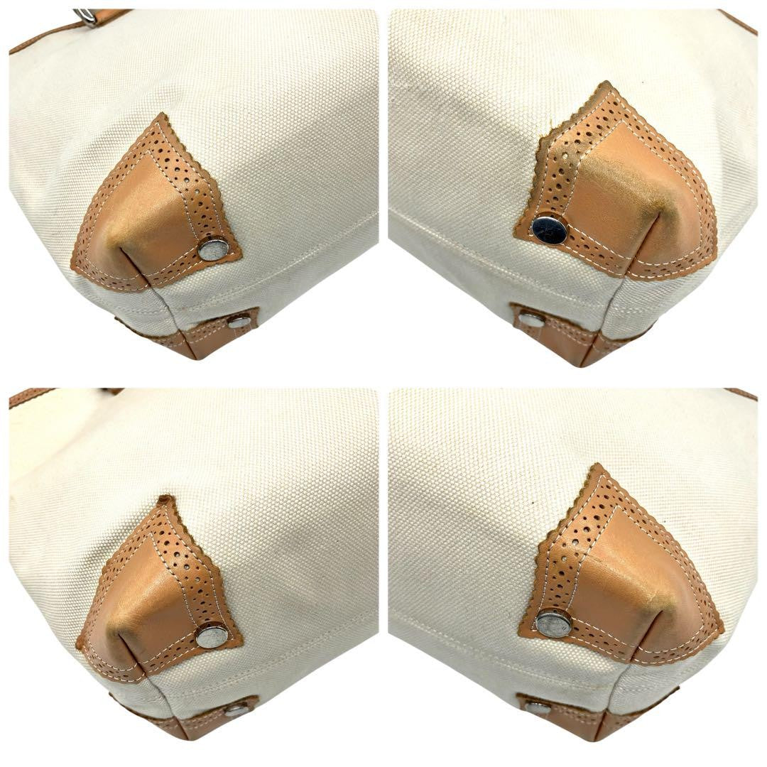BURBERRY LONDON Hand Bag Tote Purse Canvas Leather Beige Authentic