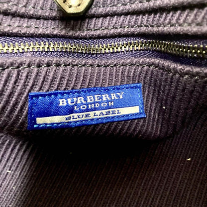 BURBERRY LONDON BLUELABEL Hand Bag Tote Purse Canvas Leather Purple Authentic