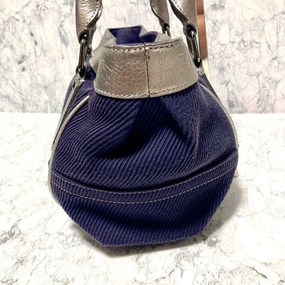 BURBERRY LONDON BLUELABEL Hand Bag Tote Purse Canvas Leather Purple Authentic