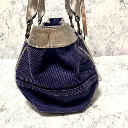 BURBERRY LONDON BLUELABEL Hand Bag Tote Purse Canvas Leather Purple Authentic