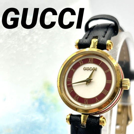 GUCCI Quartz Watch Wristwatch Gold Red Women's Authentic