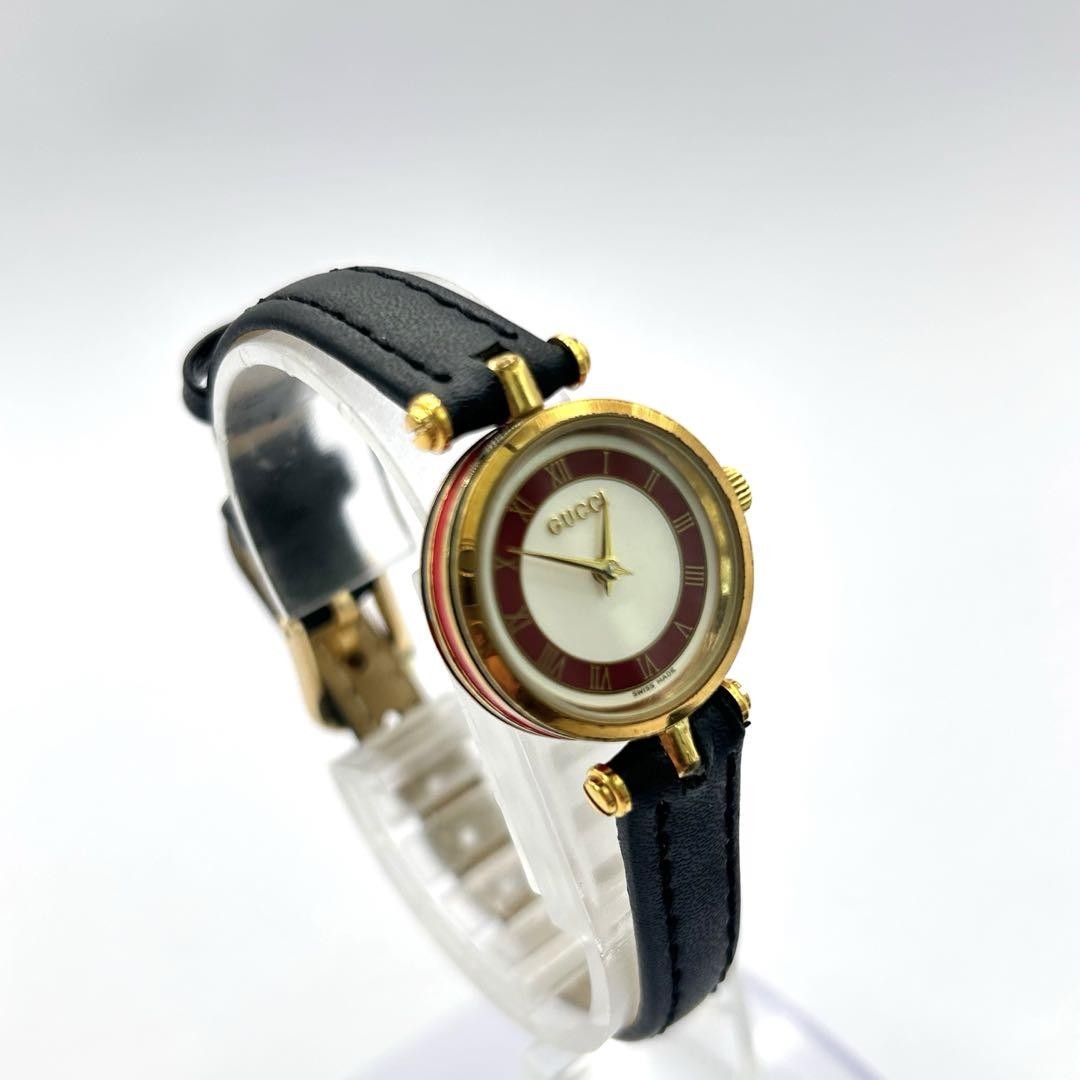 GUCCI Quartz Watch Wristwatch Gold Red Women's Authentic