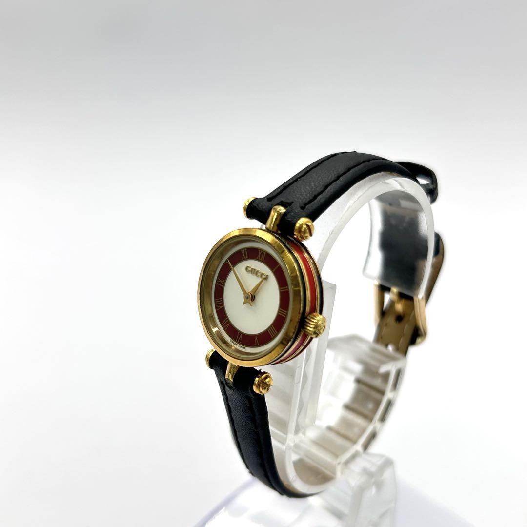 GUCCI Quartz Watch Wristwatch Gold Red Women's Authentic