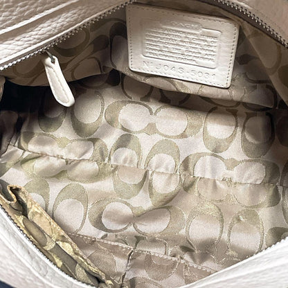 COACH Hand Bag Tote Purse Leather White Cream Authentic