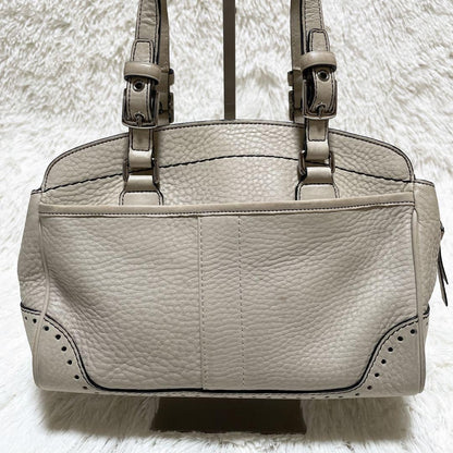 COACH Hand Bag Tote Purse Leather White Cream Authentic