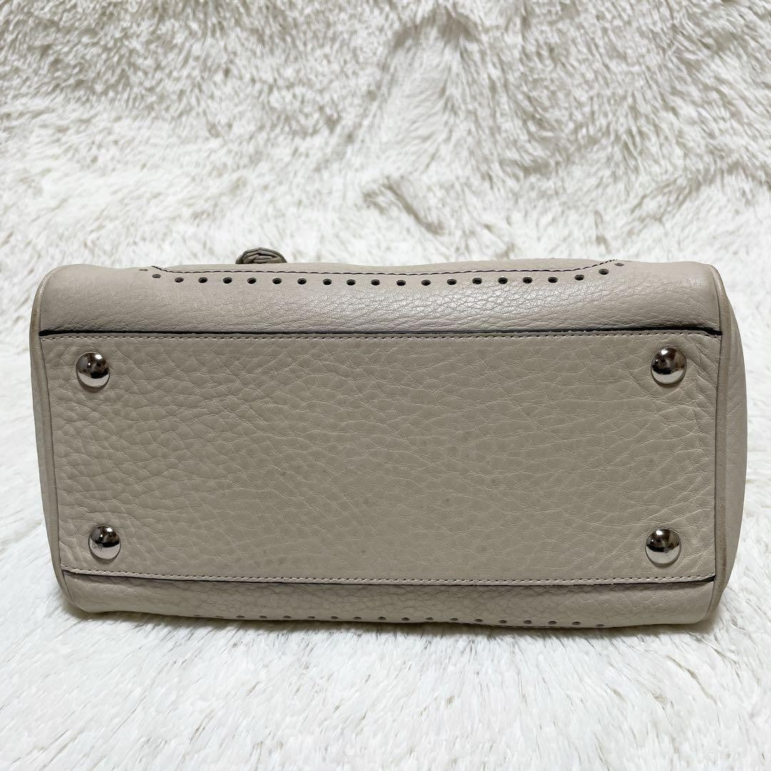 COACH Hand Bag Tote Purse Leather White Cream Authentic
