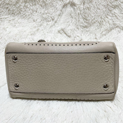 COACH Hand Bag Tote Purse Leather White Cream Authentic