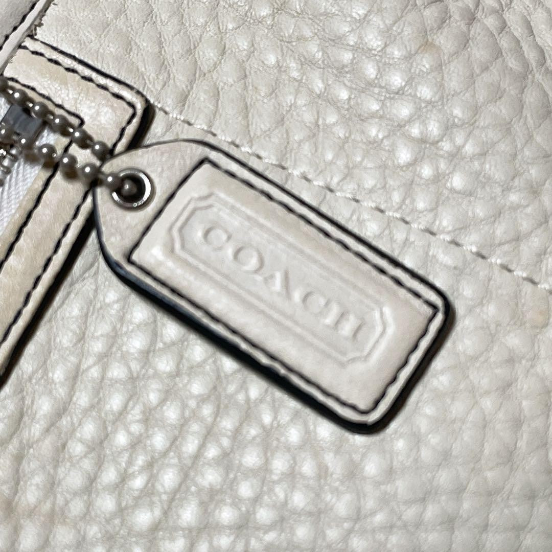COACH Hand Bag Tote Purse Leather White Cream Authentic