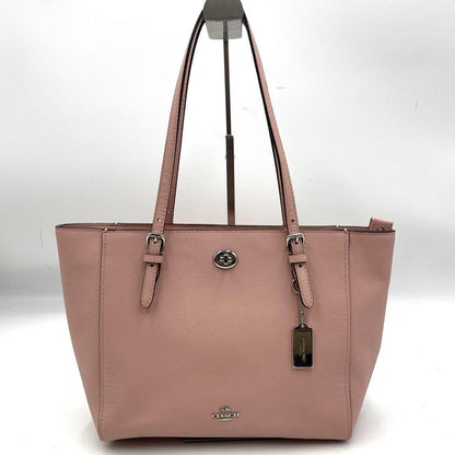 COACH Hand Bag Tote Purse Turn Lock Leather Pink Authentic