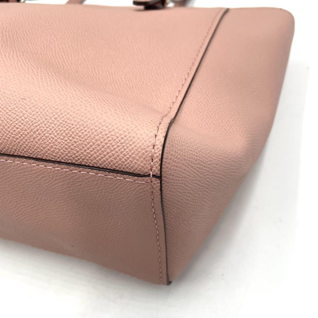COACH Hand Bag Tote Purse Turn Lock Leather Pink Authentic