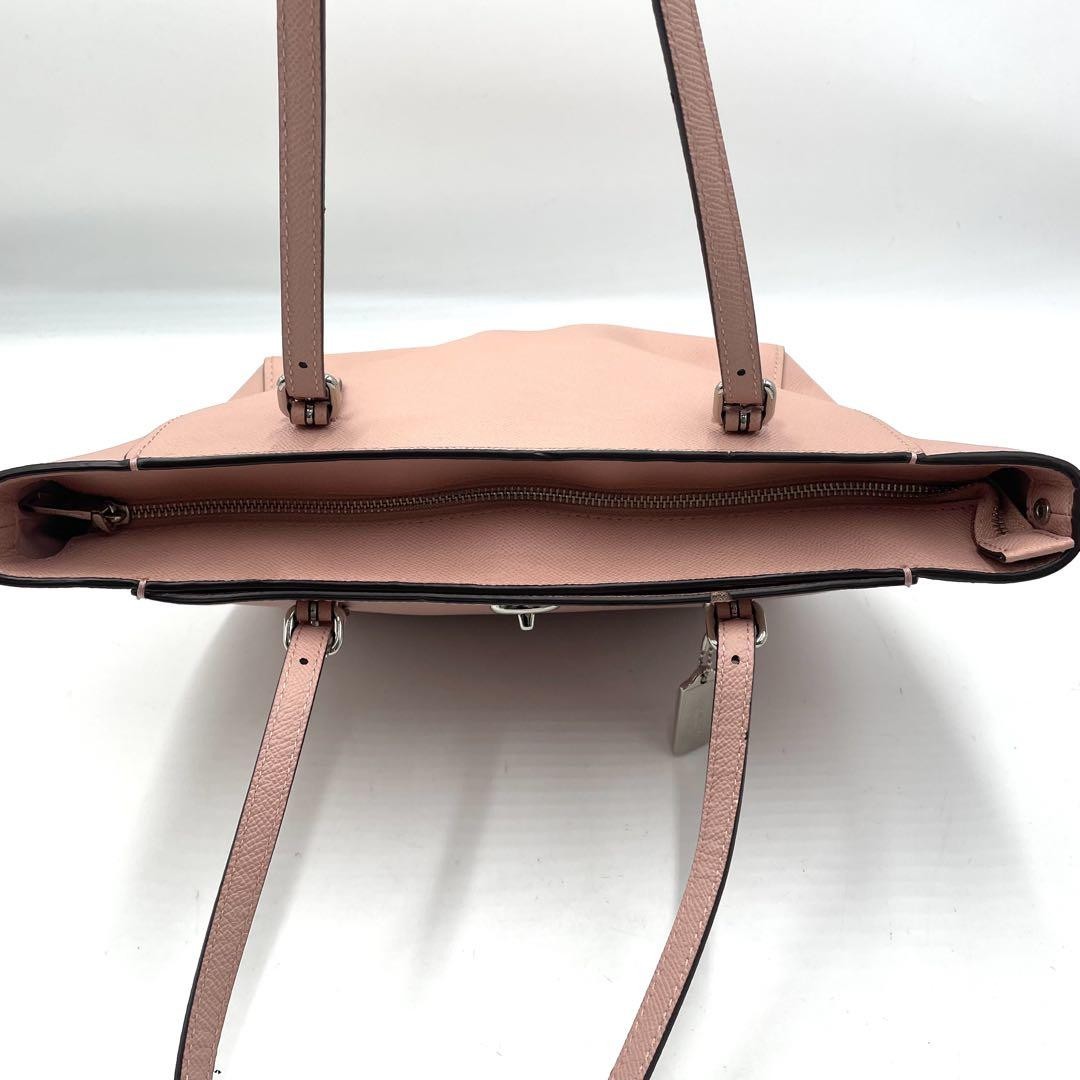 COACH Hand Bag Tote Purse Turn Lock Leather Pink Authentic