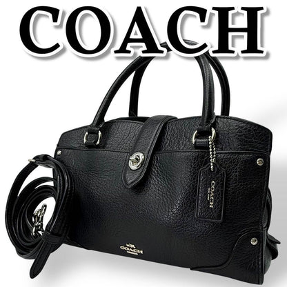 COACH Hand Shoulder Bag Tote Purse 2way 37779 Leather Black Authentic