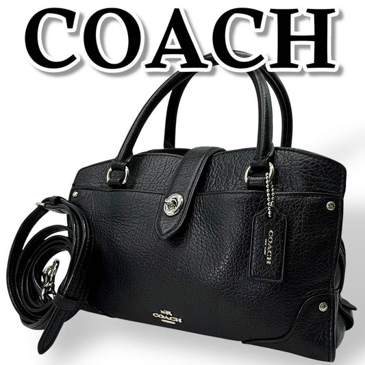 COACH Hand Shoulder Bag Tote Purse 2way 37779 Leather Black Authentic