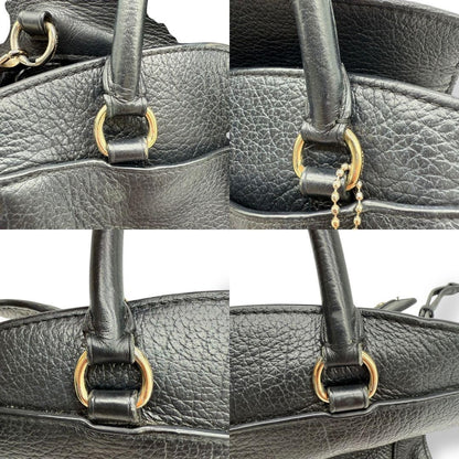 COACH Hand Shoulder Bag Tote Purse 2way 37779 Leather Black Authentic