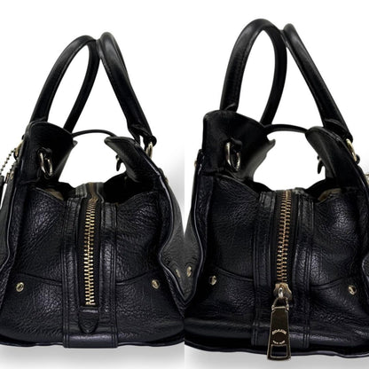 COACH Hand Shoulder Bag Tote Purse 2way 37779 Leather Black Authentic