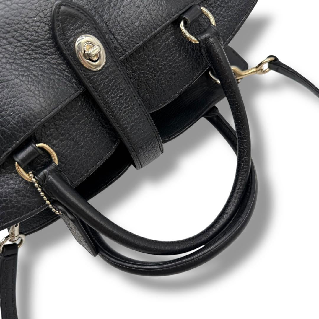 COACH Hand Shoulder Bag Tote Purse 2way 37779 Leather Black Authentic